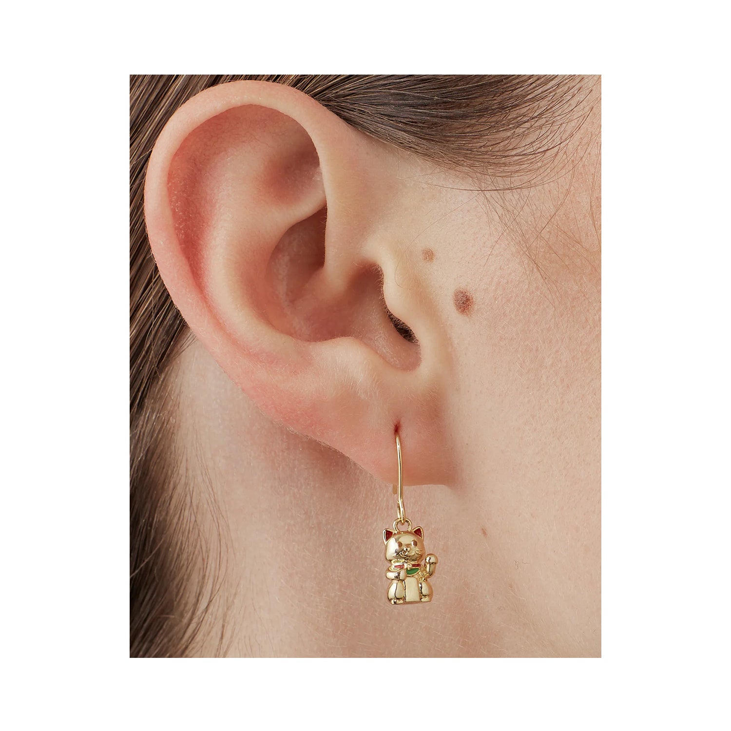 Earrings Lucky Cat - Gold Plated