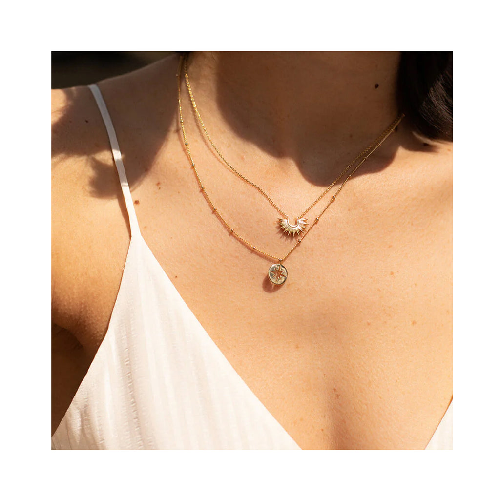 Necklace Starburst Disc - Gold Plated