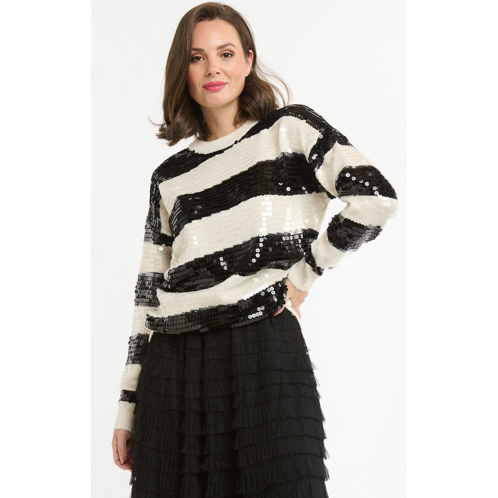 Jumper Sequin Striped ONE SIZE - Cream & Black