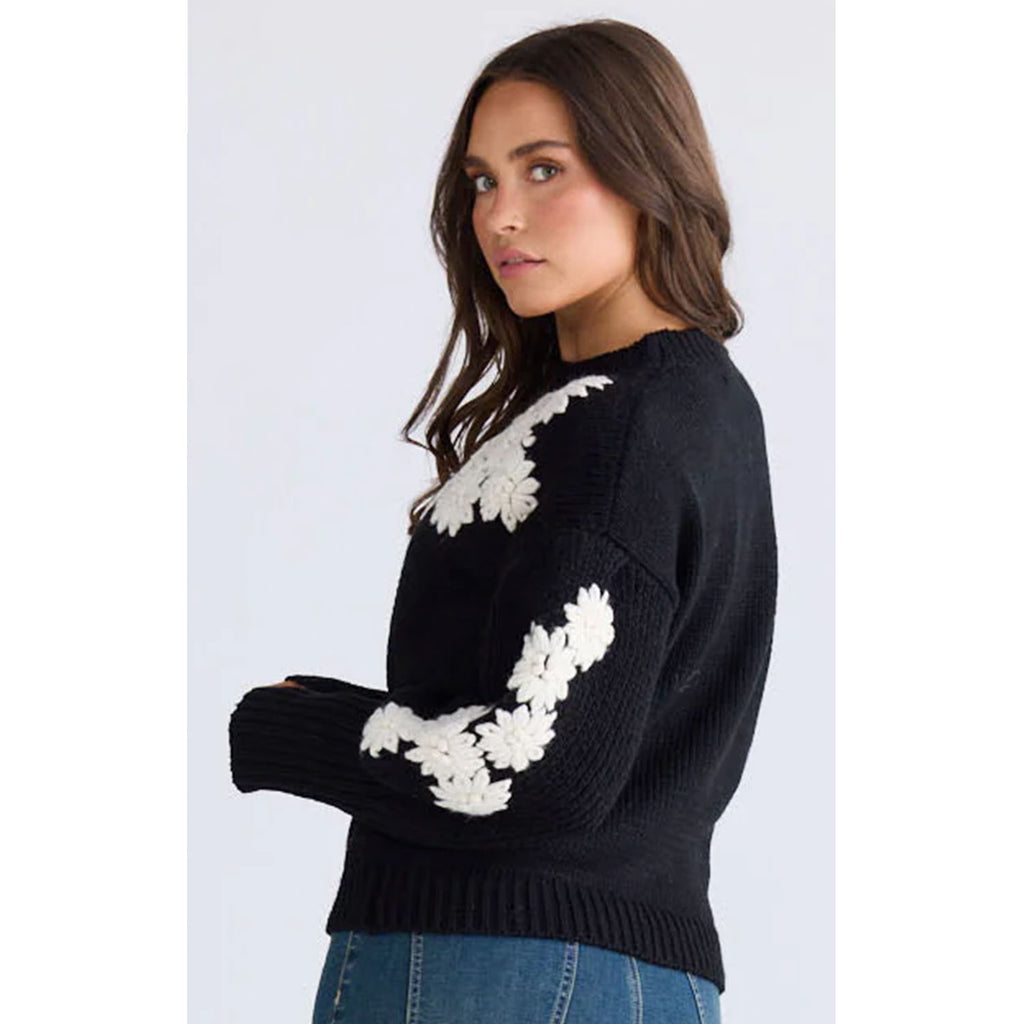 Knit Flower Child - Black w White