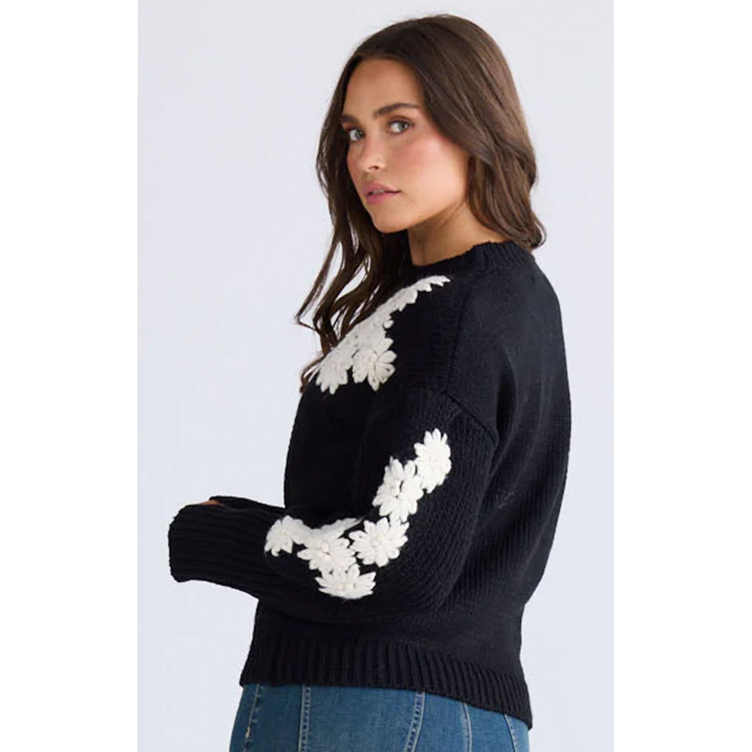 Knit Flower Child - Black w White