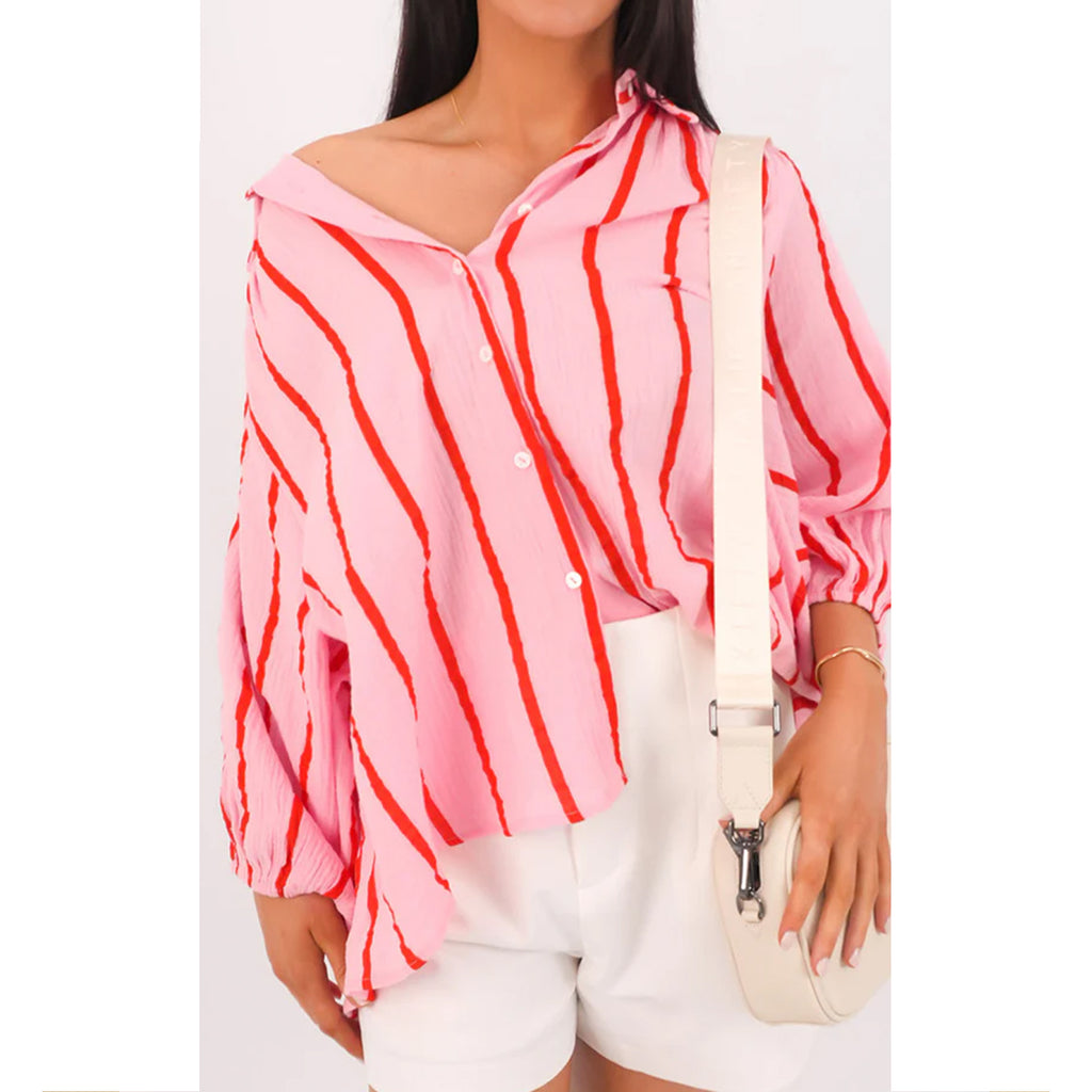 Top Monte Carlo Stripe Shirt - Pink & red