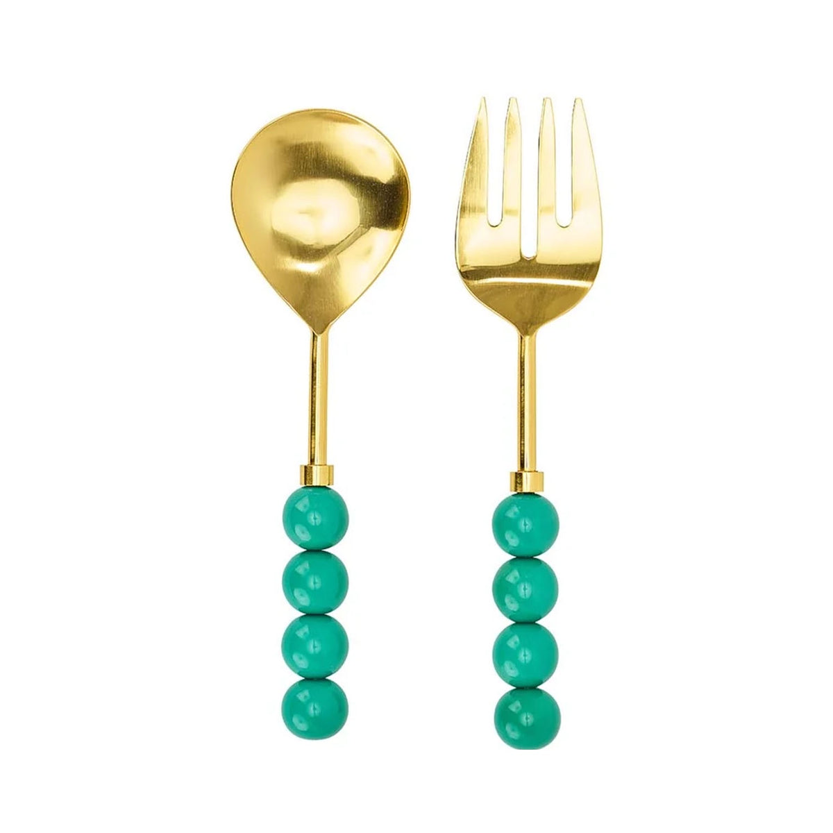Salad Servers Orb - Emerald