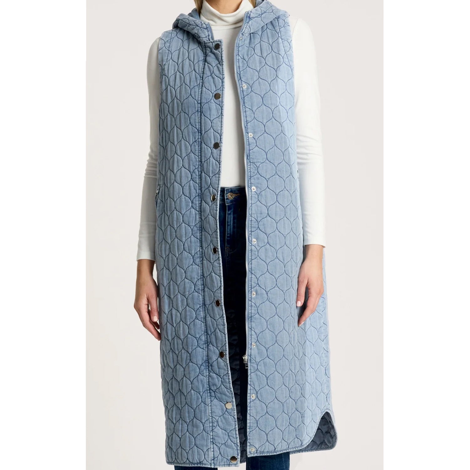 Vest - Sansi Quilted Long Vest Denim