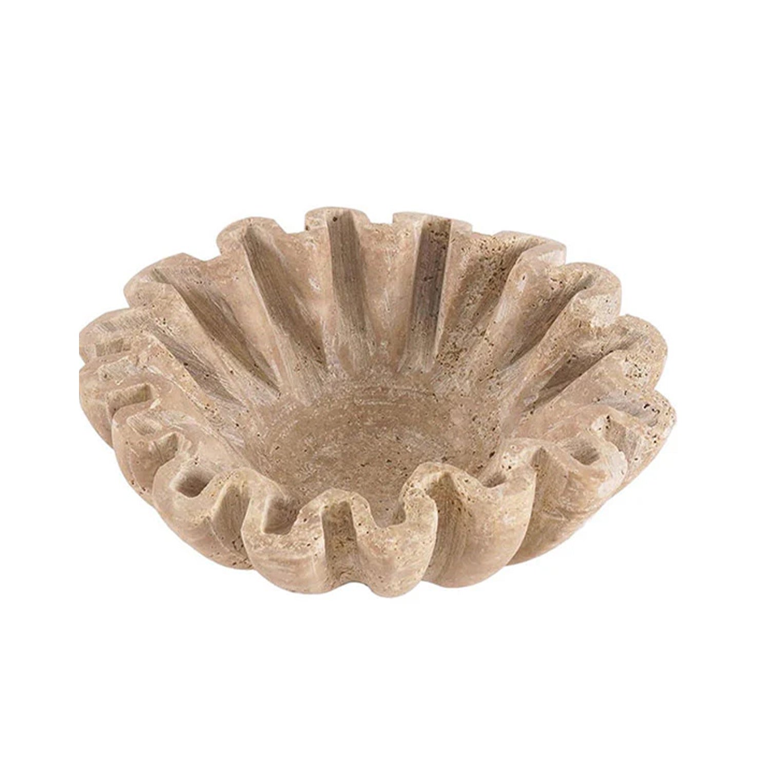 Bowl Marble Ruffle 25cm - Travertine