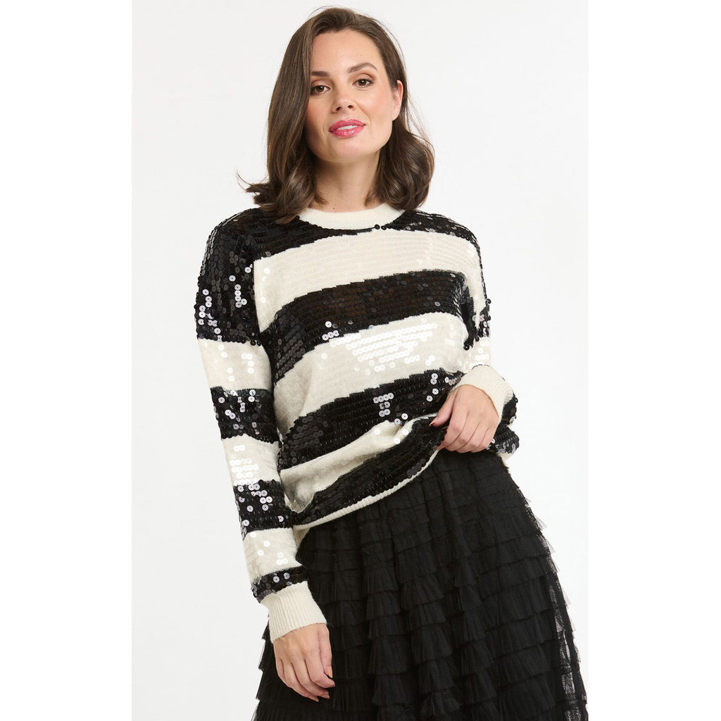 Jumper Sequin Striped ONE SIZE - Cream & Black