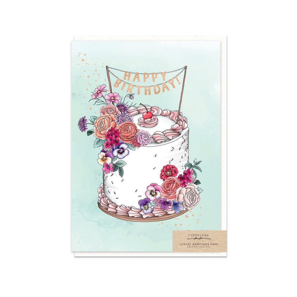 Card Floral Birthday Cake