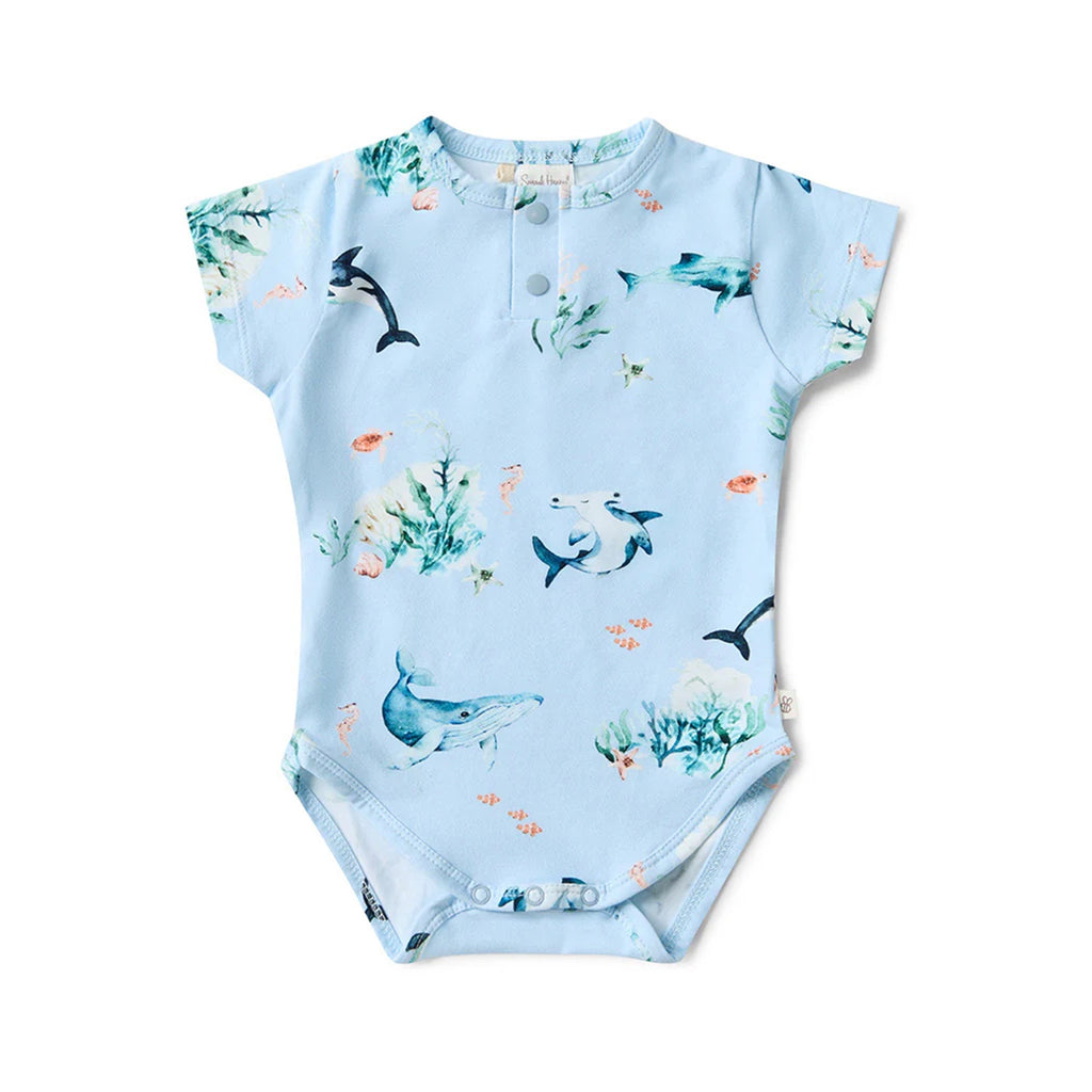 Baby Bodysuit Short Sleeve - Ocean Blue