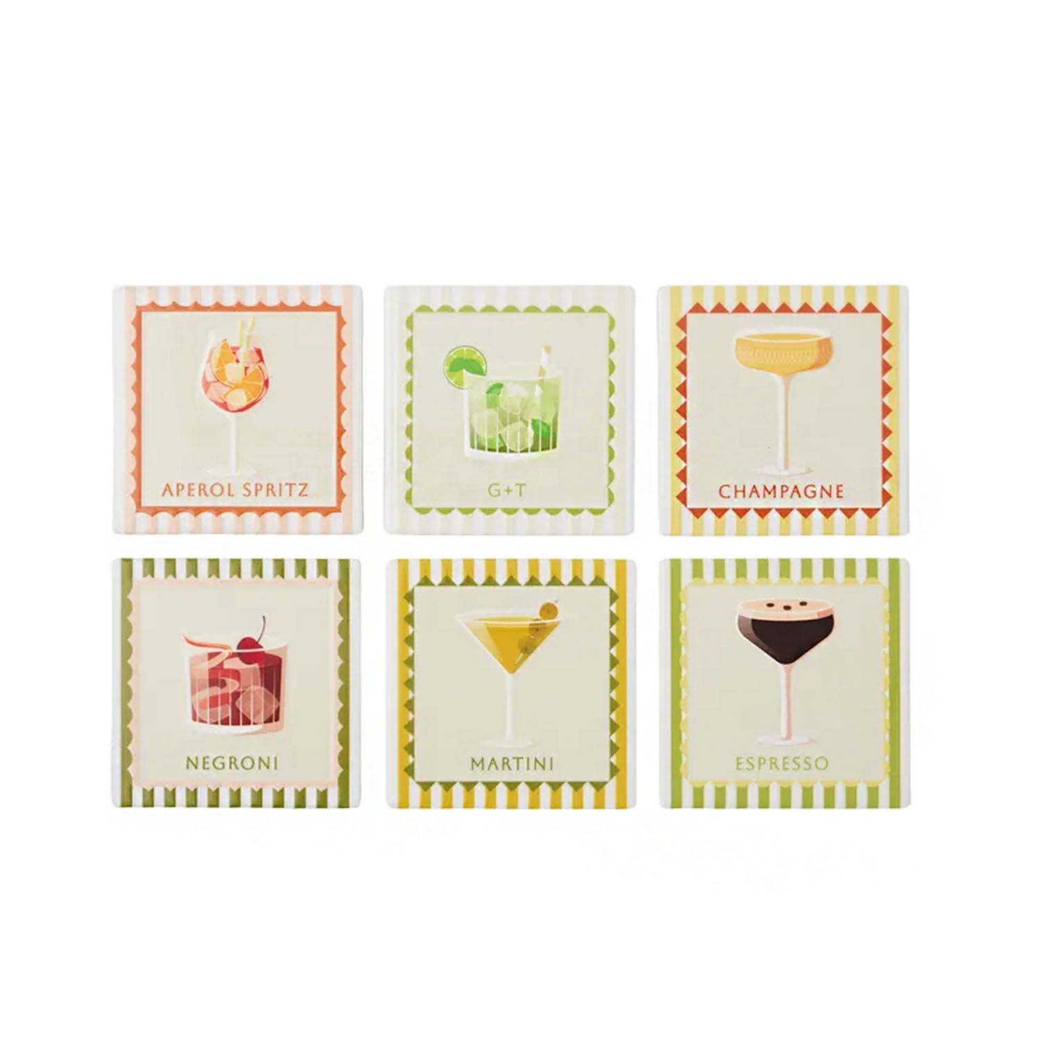 Ceramic Coaster Aperitif (6 Assorted)