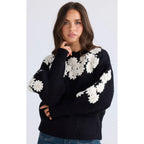 Knit Flower Child - Black w White