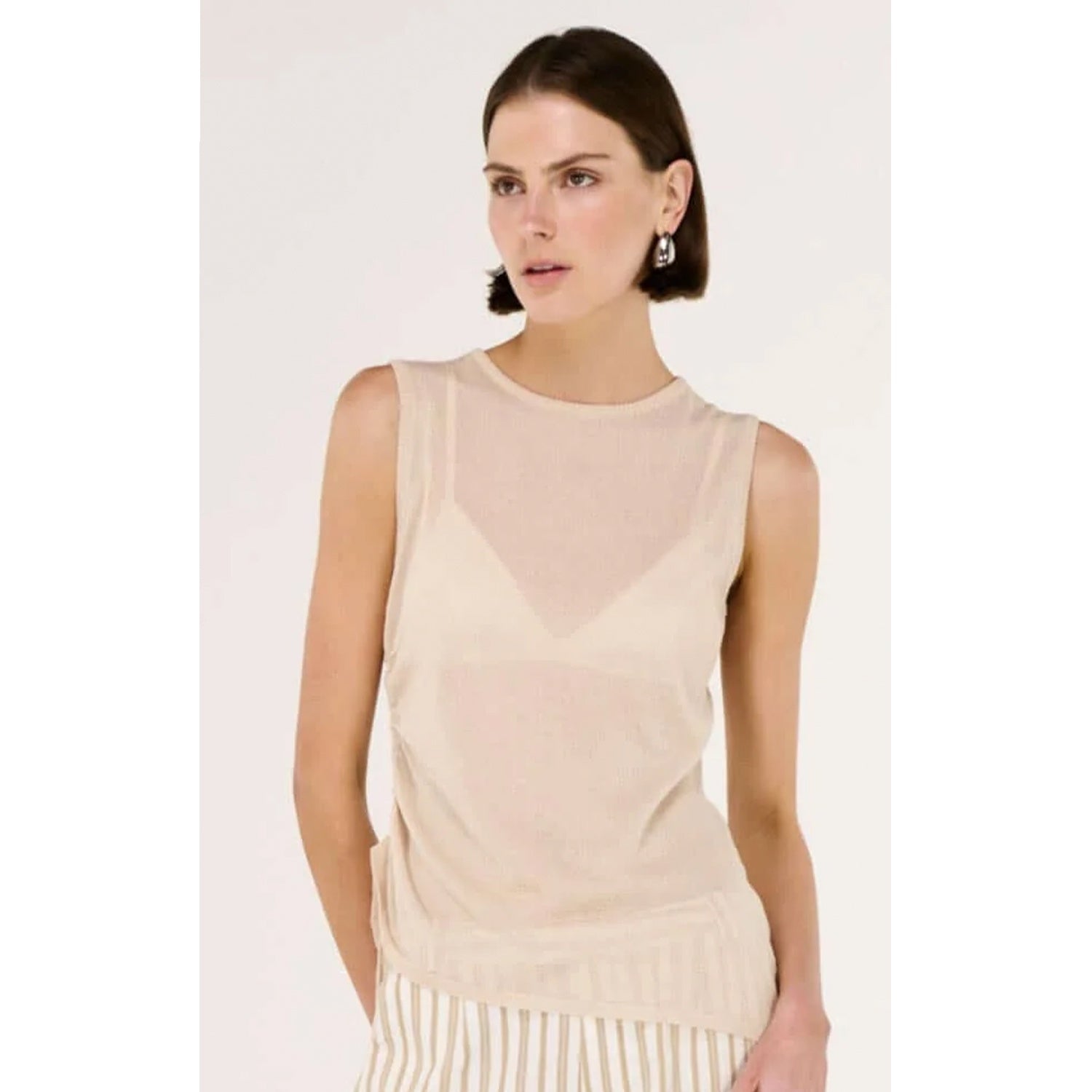 Top Alix Drawstring Knit - Beige