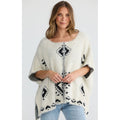 Poncho Mystic Knit - Off White w Black