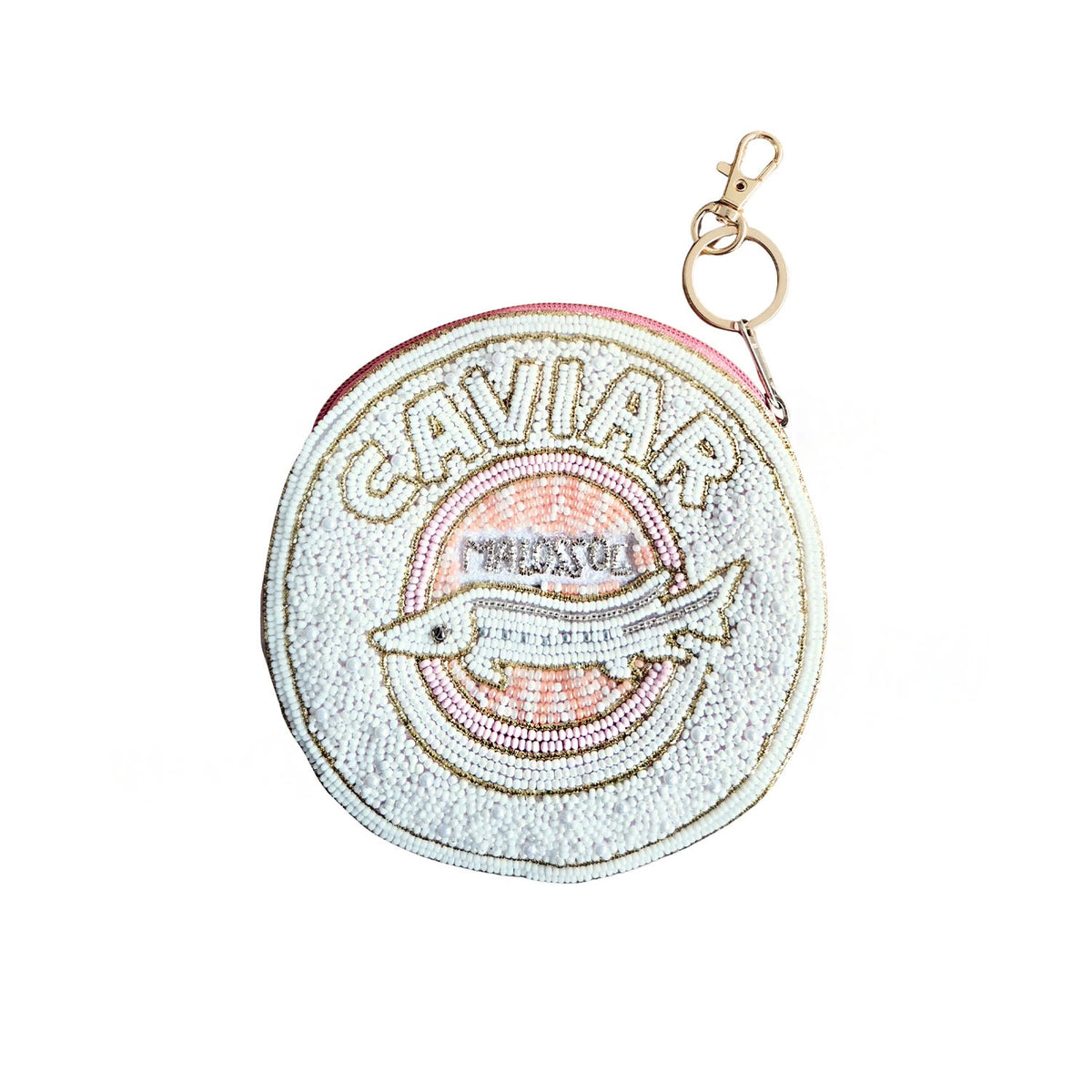 Keychain Beaded Pouch Caviar