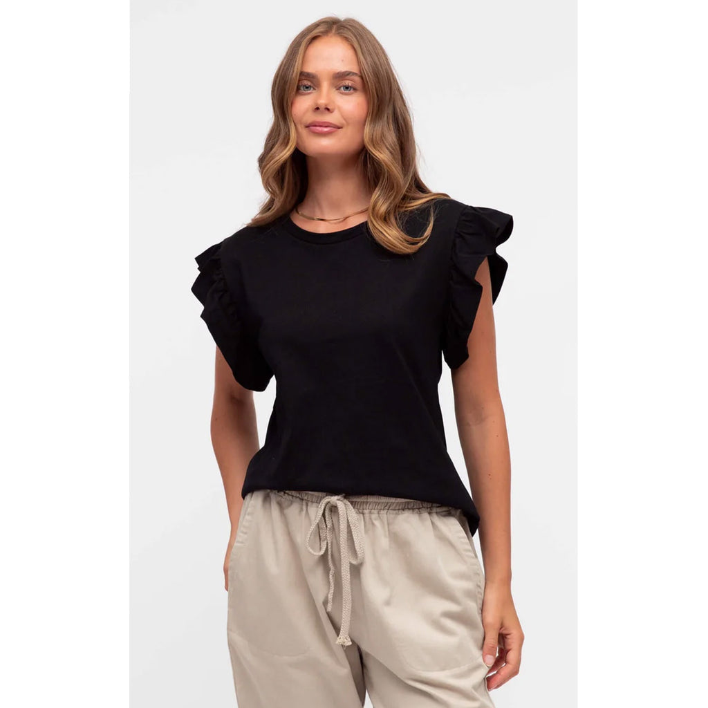 Top Sanctuary Flutter Tee - Black