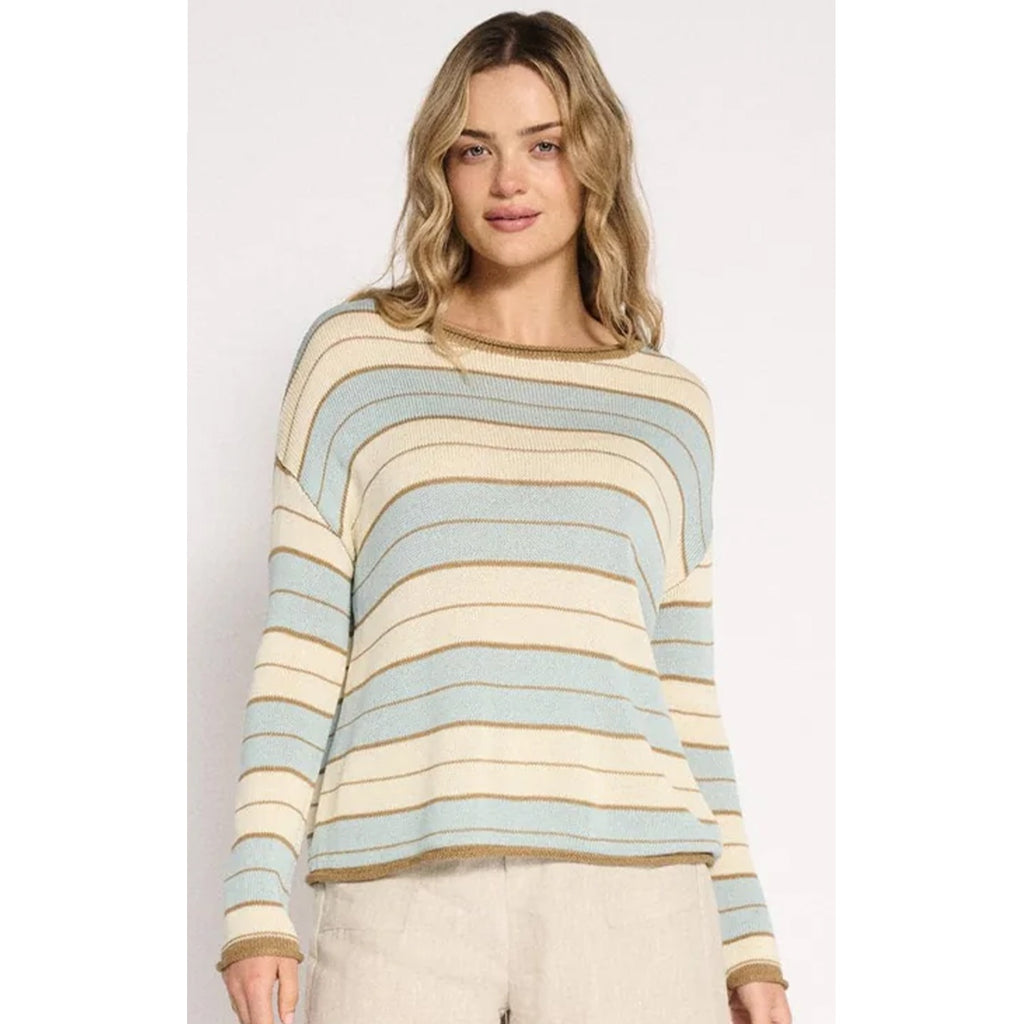 Top Solene Knit Stripe - Dusty Aqua Stripe