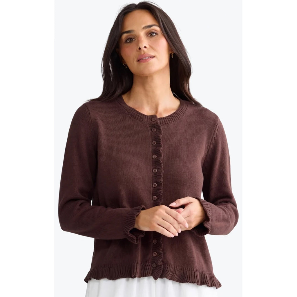 Cardi Lorrie Frill - Chocolate