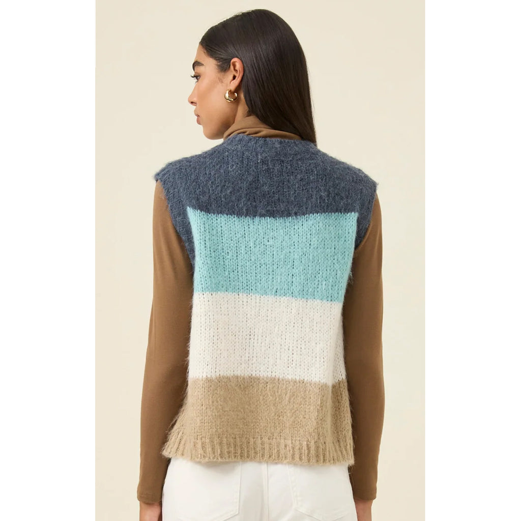 Knit Vest Pallas Stripe - Ice Blue