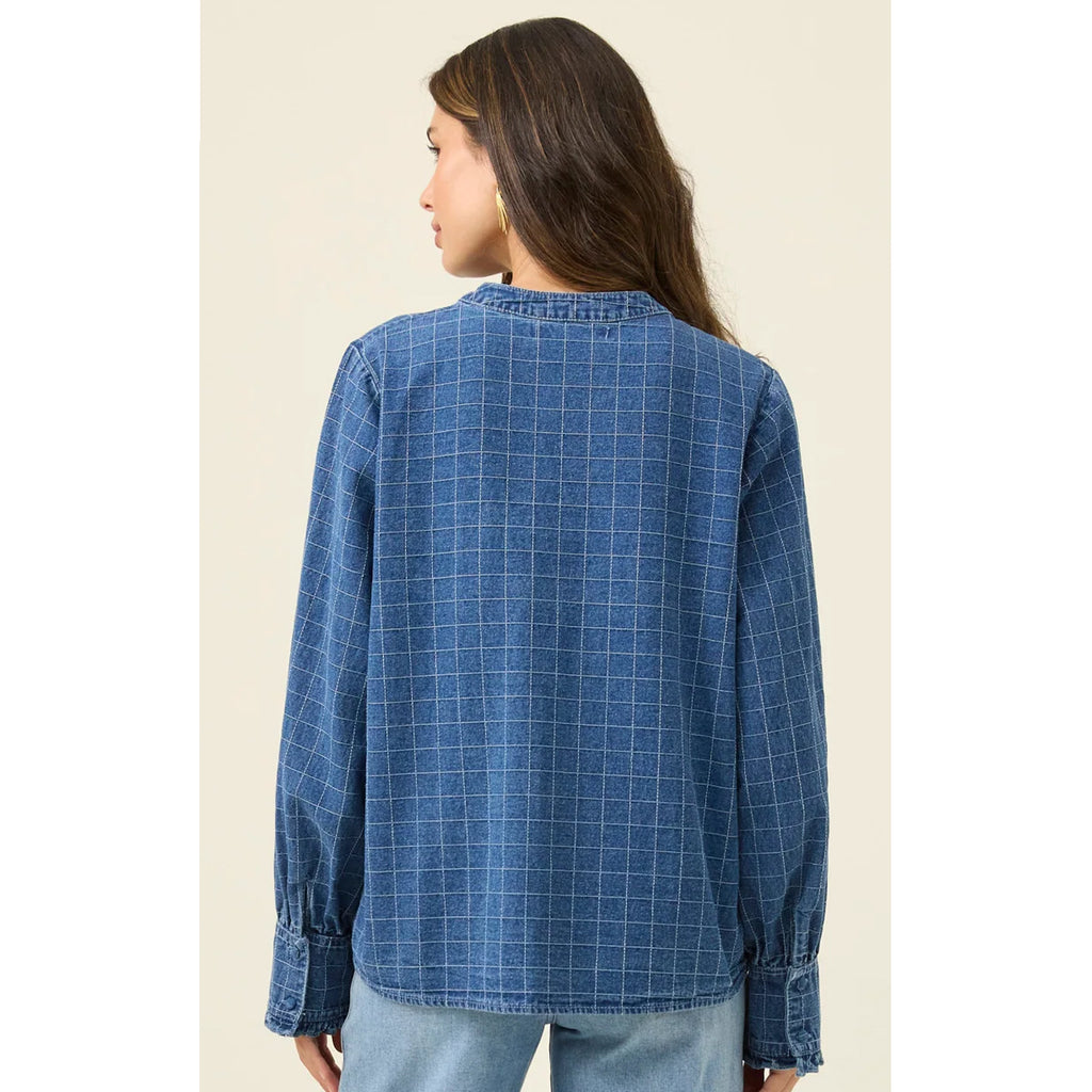 Top Sloane Denim Frill Shirt - Check