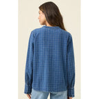 Top Sloane Denim Frill Shirt - Check