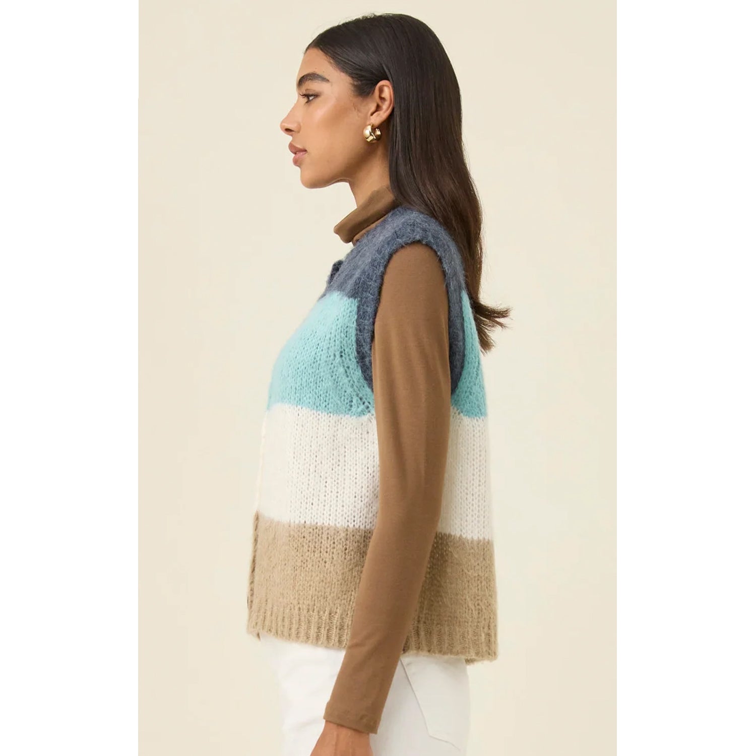 Knit Vest Pallas Stripe - Ice Blue