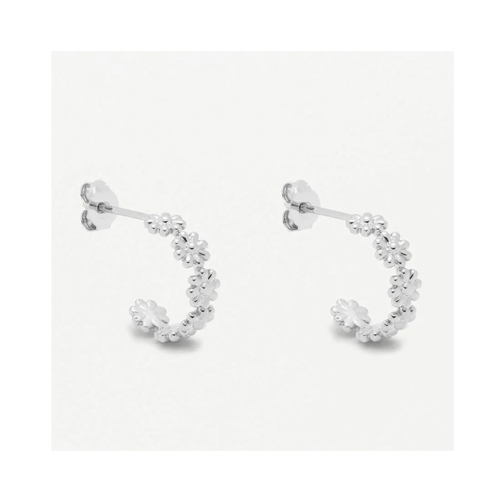 Earrings Wildflower Daisy Chain Hoop - Silver Plated
