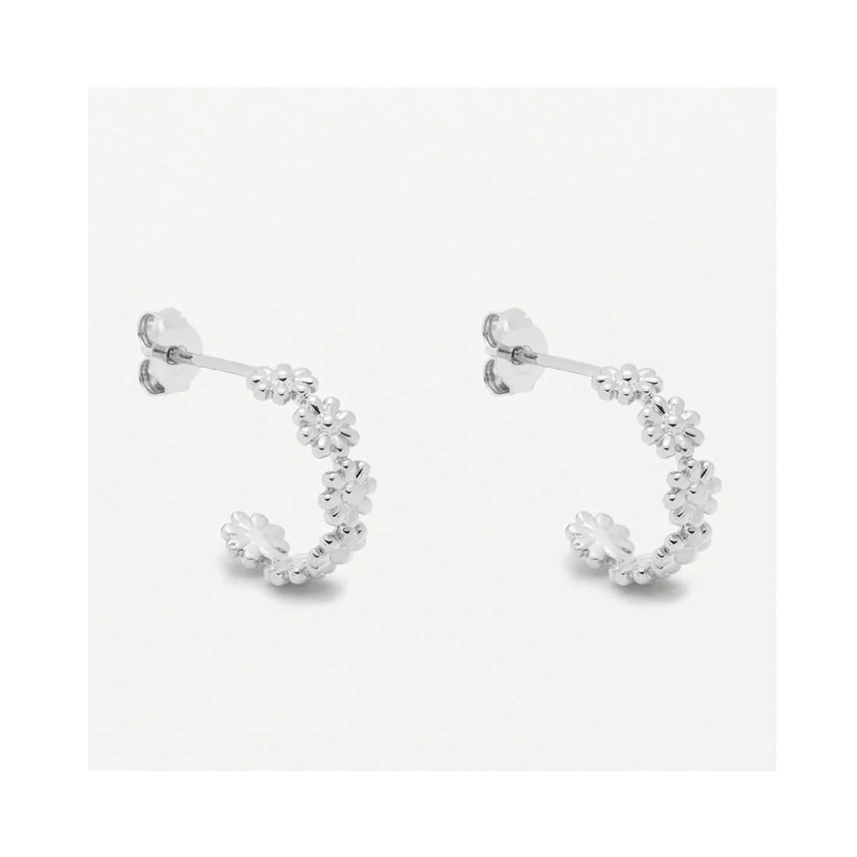 Earrings Wildflower Daisy Chain Hoop - Silver Plated