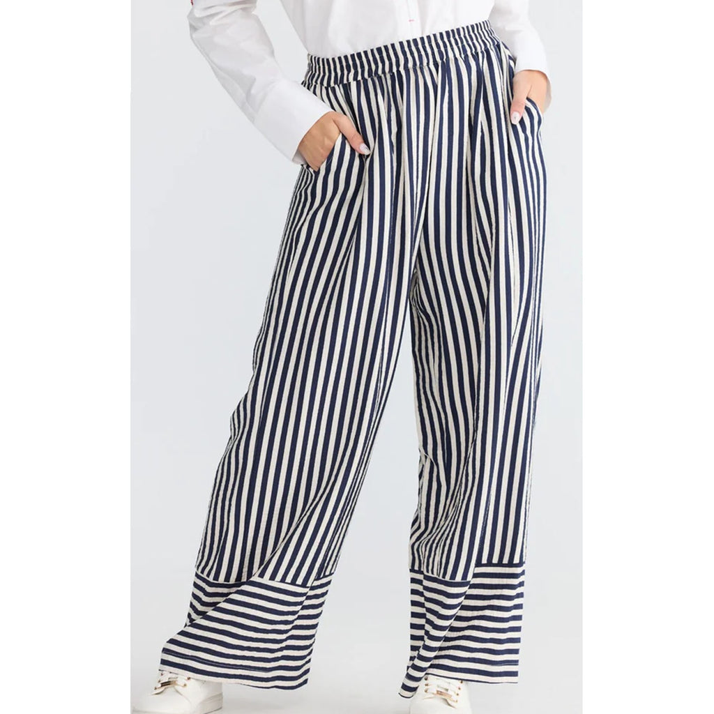 Pant Marla - Navy w White Stripe