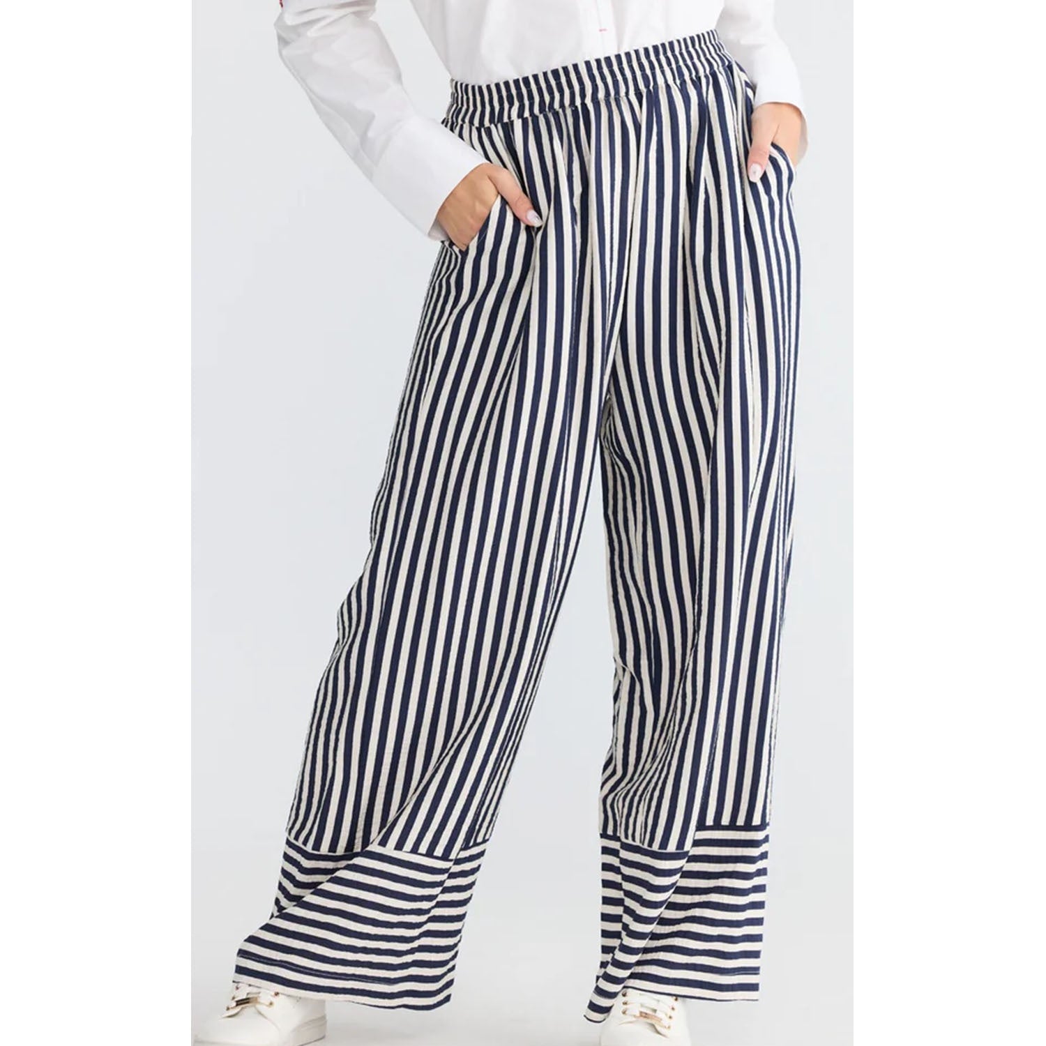Pant Marla - Navy w White Stripe