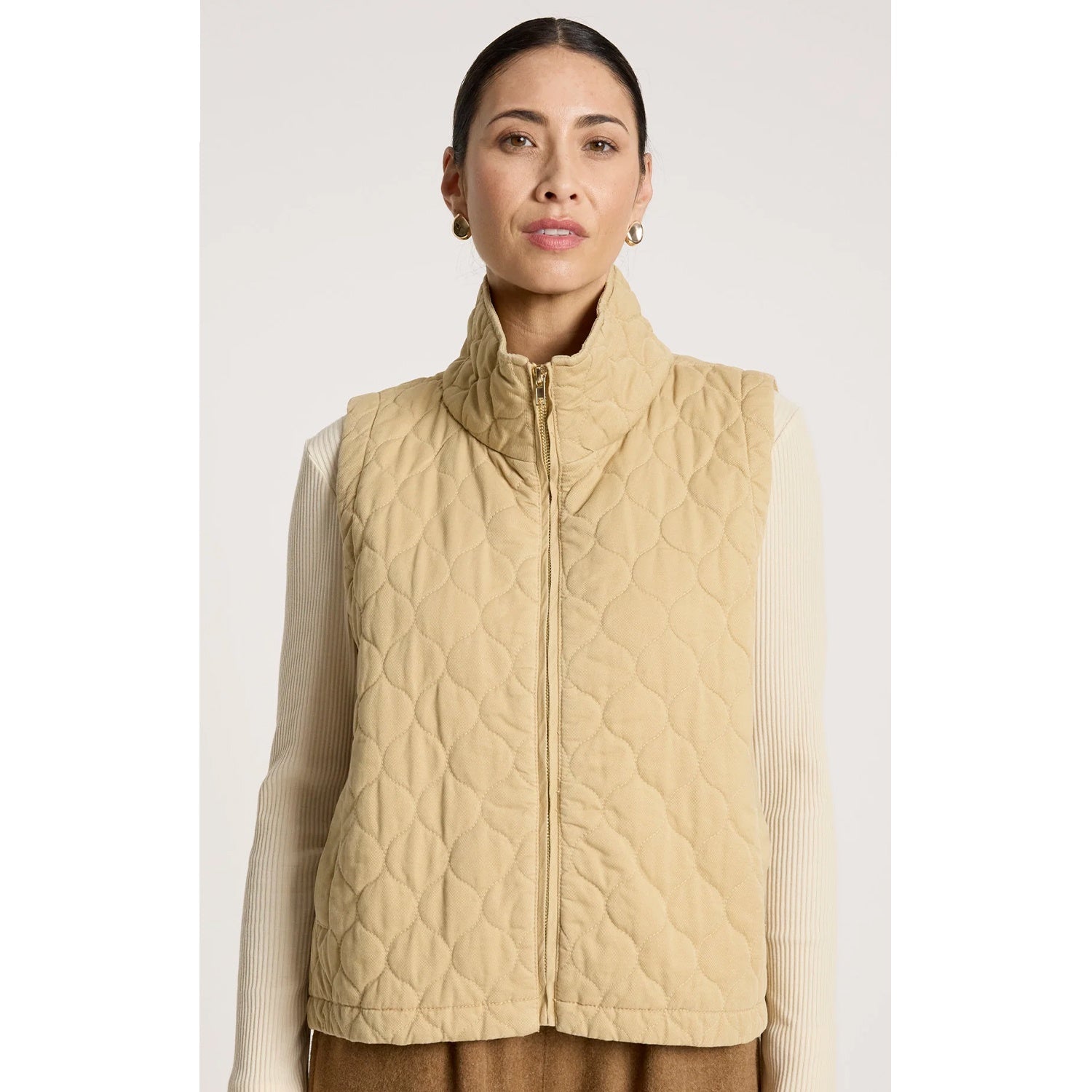 Vest - Sansi Quilted Crop Vest Dune