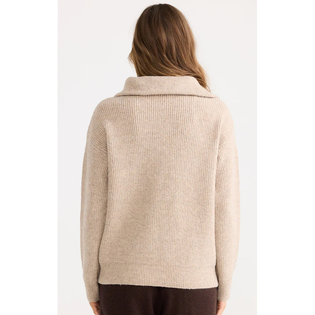 Knit Quarter Zip Cable - Cream