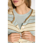 Top Button Solene Stripe  - Dusty Aqua Stripe
