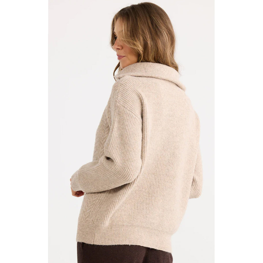 Knit Quarter Zip Cable - Cream