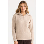 Knit Quarter Zip Cable - Cream