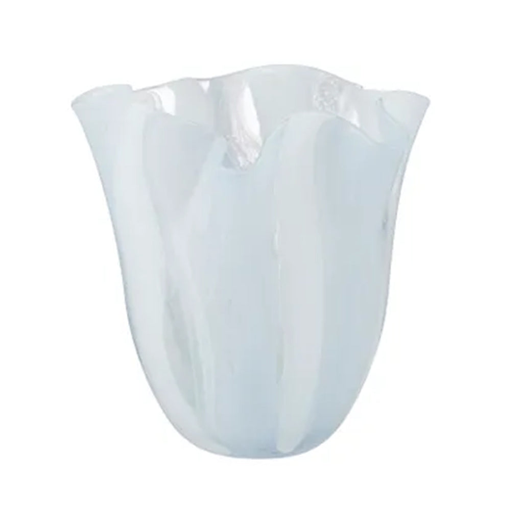Vase Estuary Glass 21x24.5cm Ivory/Blue