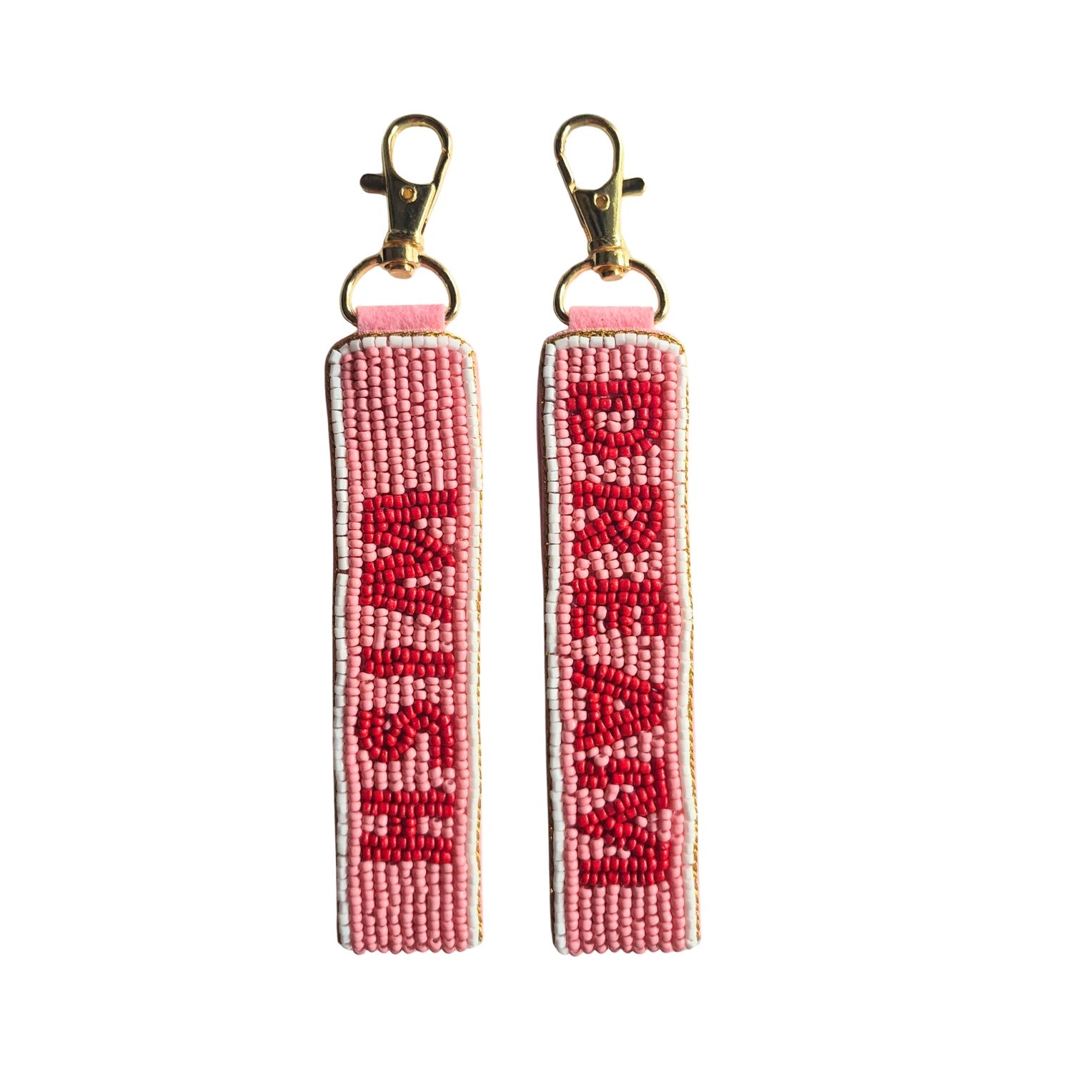 Keychain Beaded Heart & Eye Red