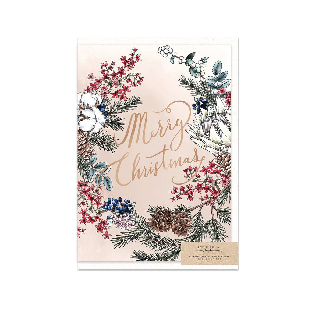 Card Beige Christmas Bush