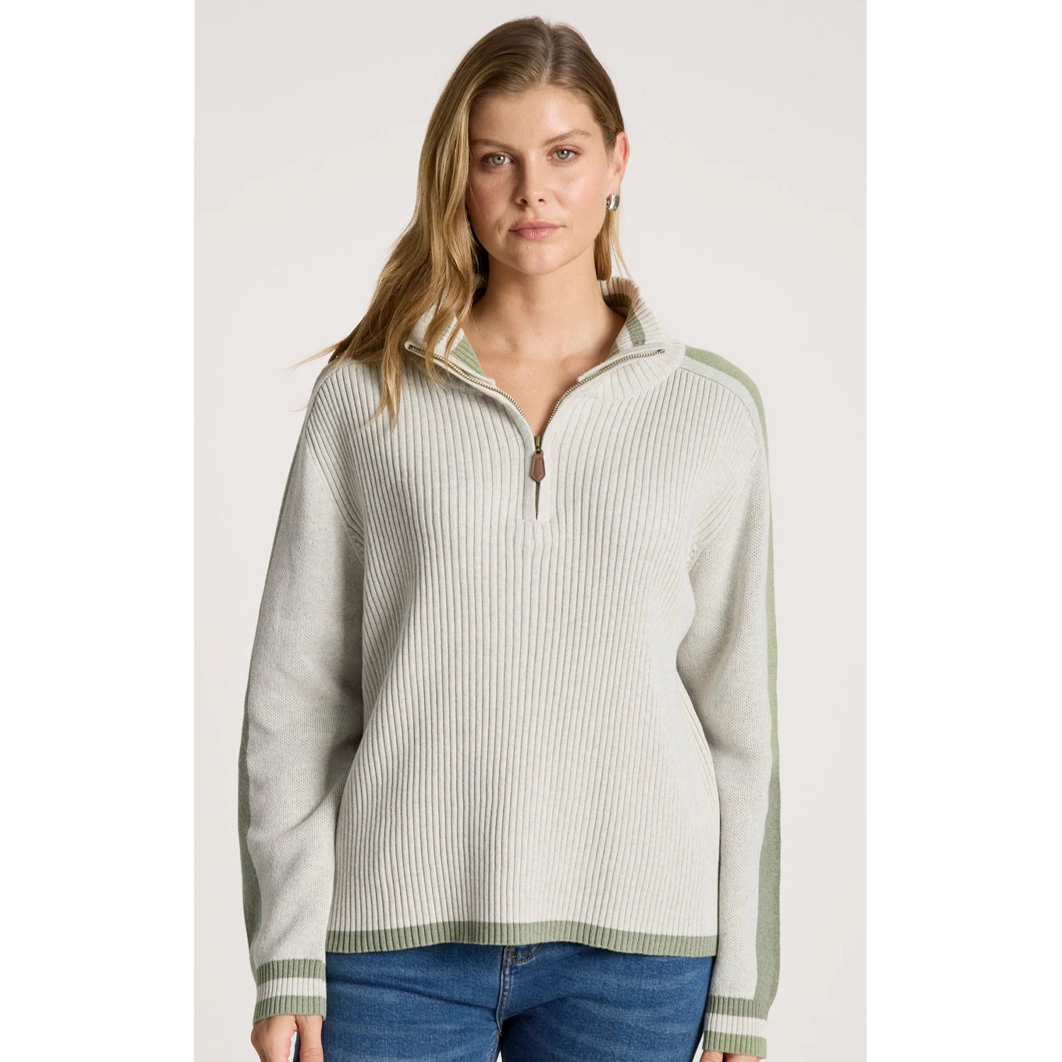 Jumper Liora Zip Bisque/Sage