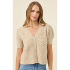 Cardigan Mckenna Short Sleeve - Stone
