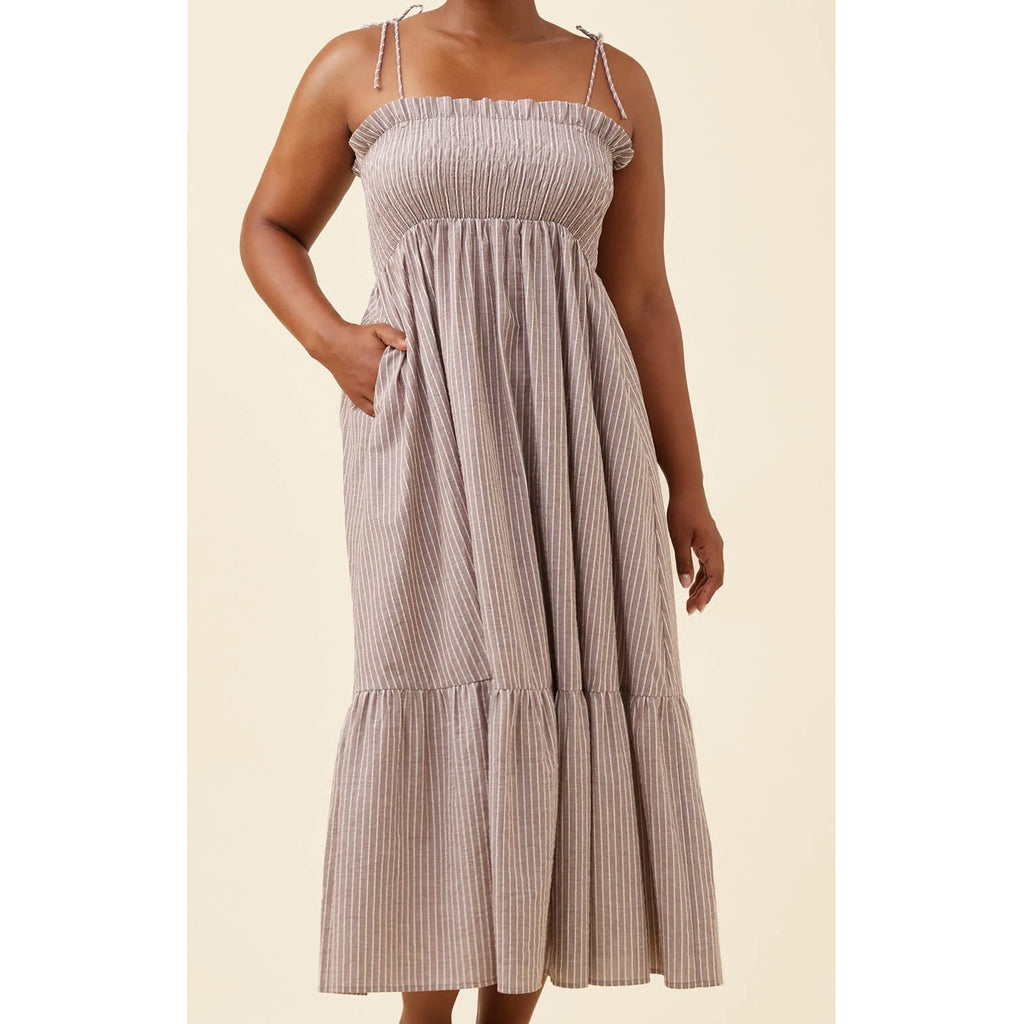Dress Shirred Maxi Lyndell - Taupe