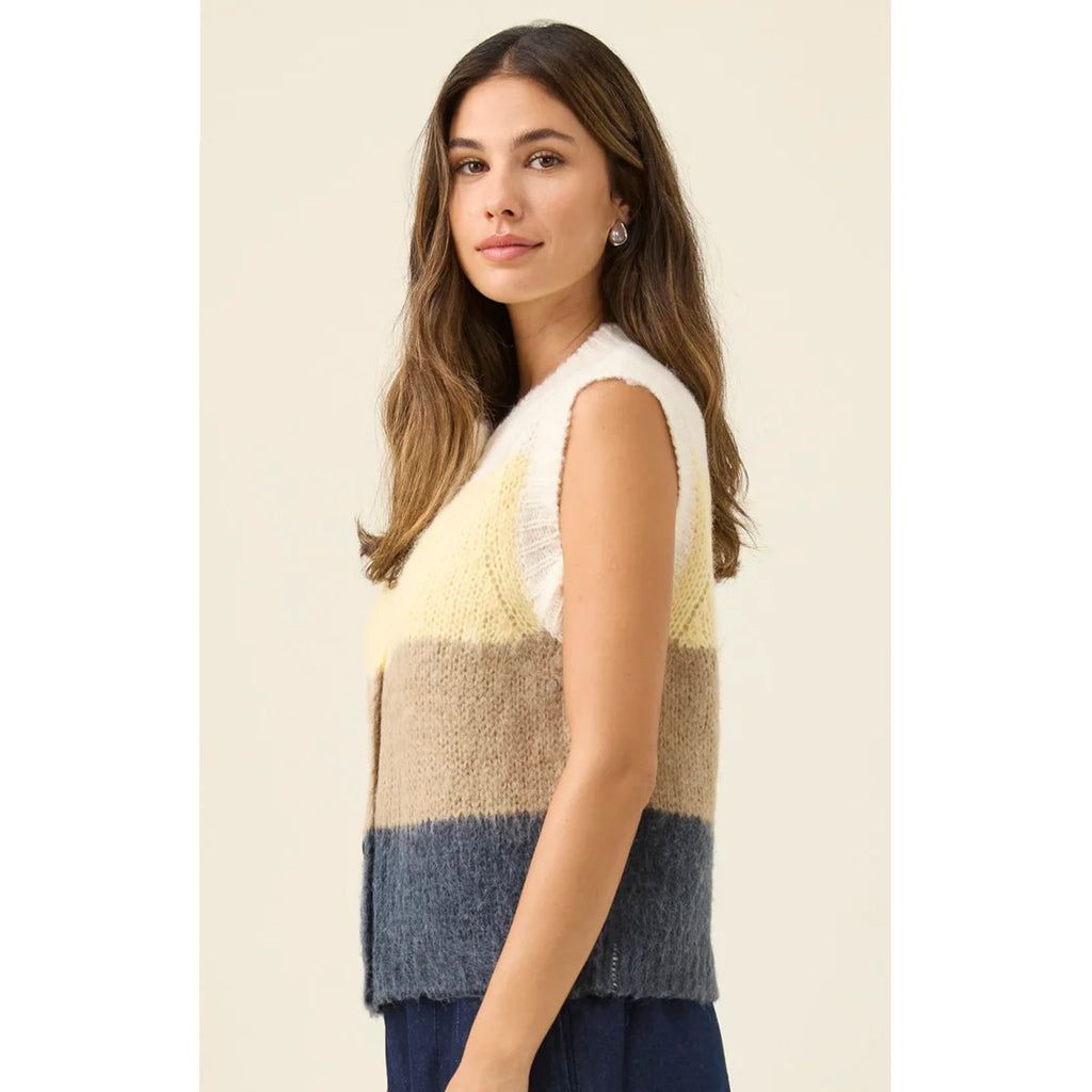 Knit Vest Pallas Stripe - Butter