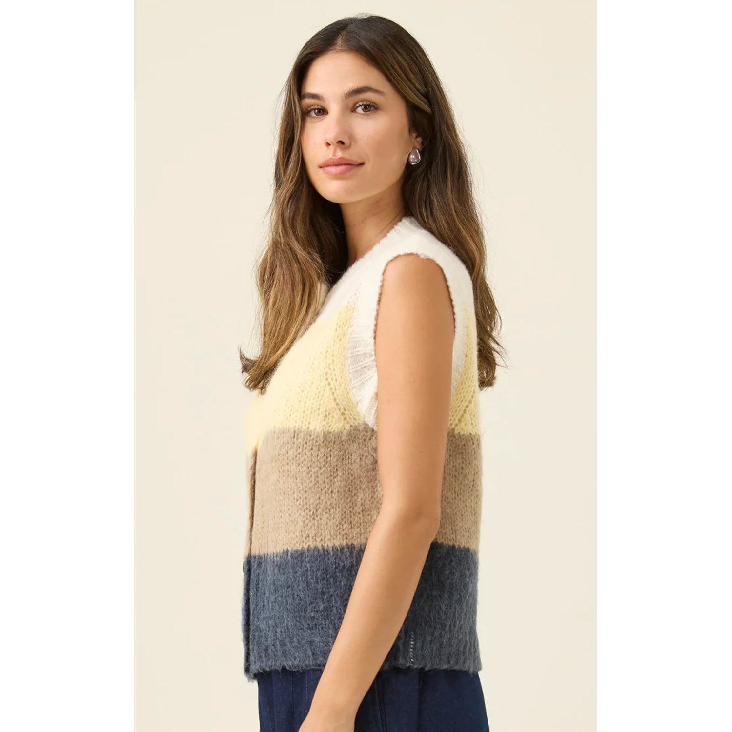 Knit Vest Pallas Stripe - Butter