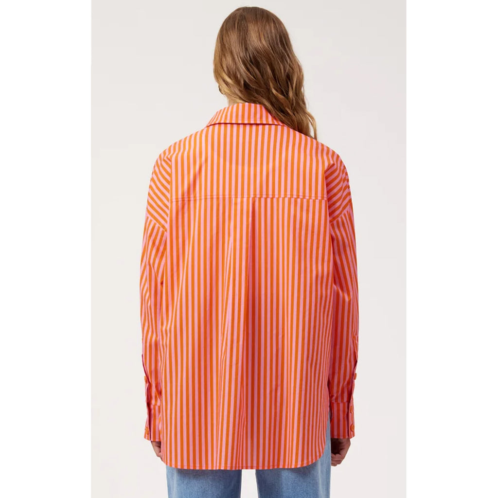 Top Mykonos Embroidered Stripe Shirt - Pink