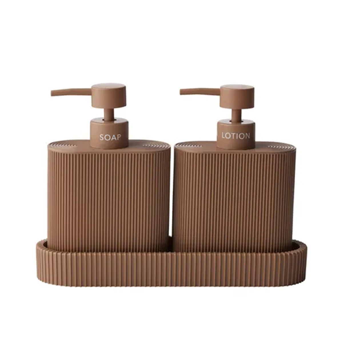 Soap & Lotion Sid Dispenser Set - Tan