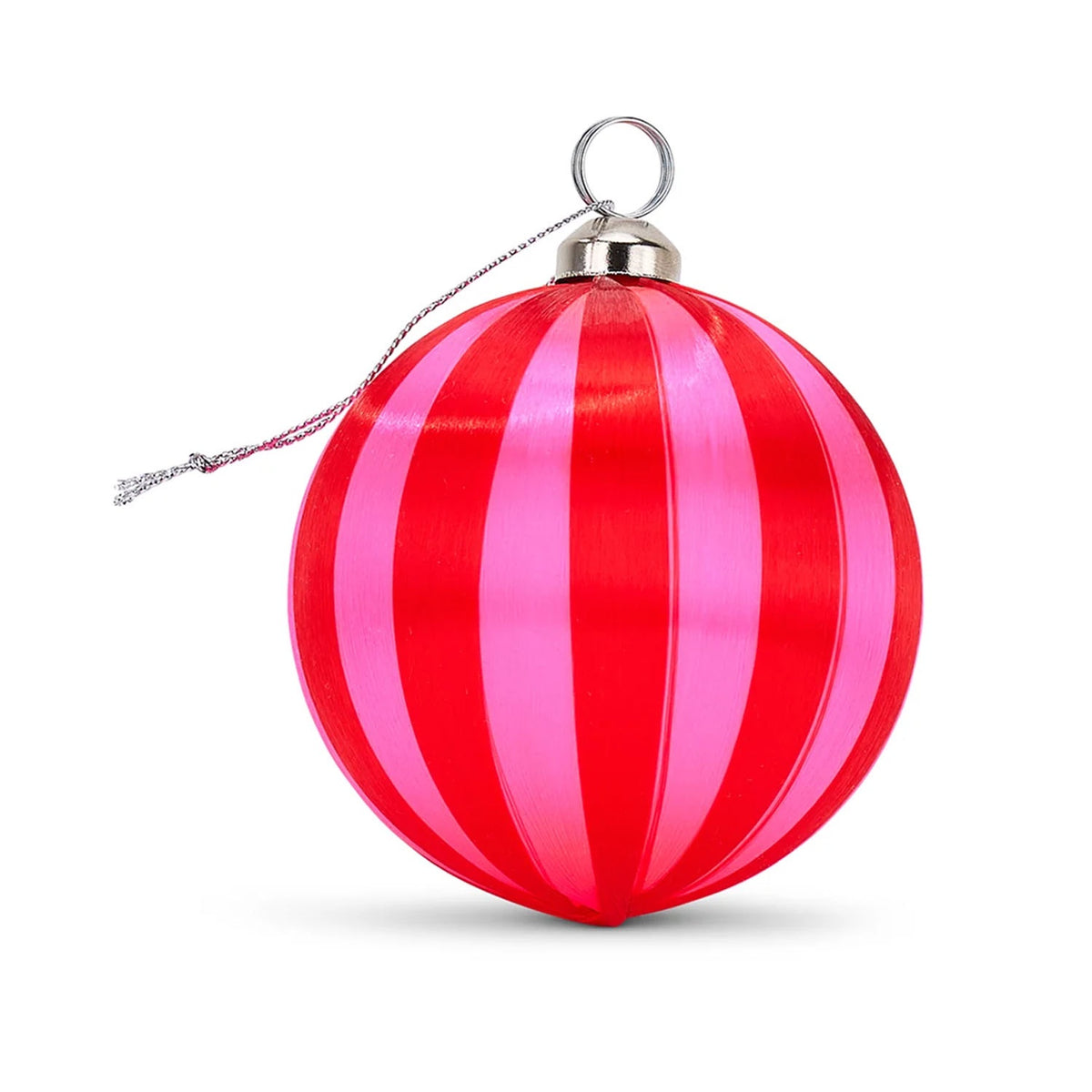 Xmas Baubles - Pink Red Stripe