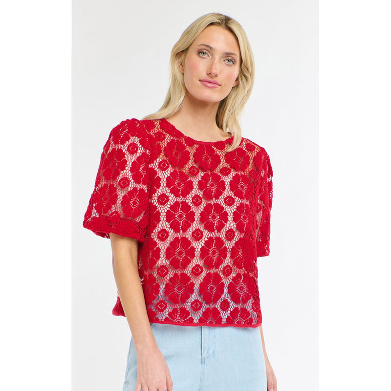 Top Ivy Embroidered - Red Floral