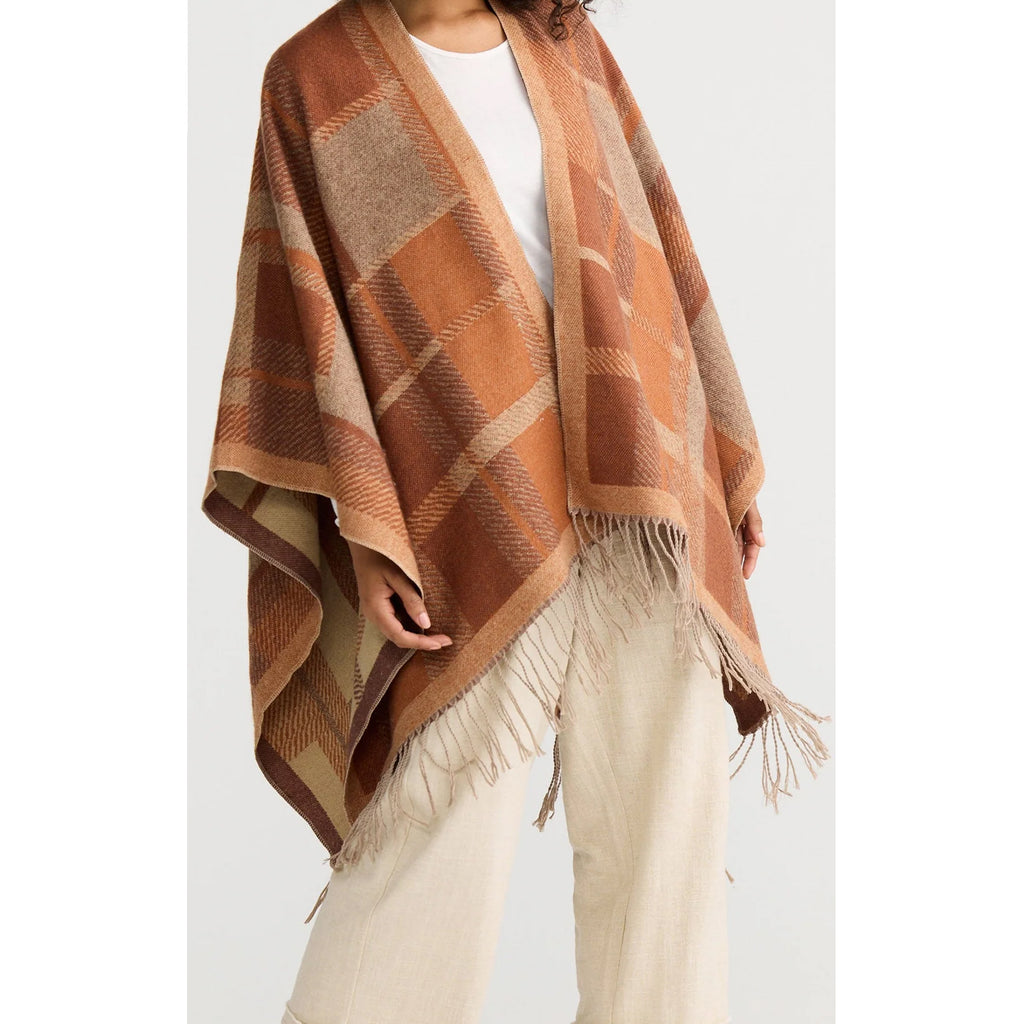 Knit Cape Leona - Amber Check
