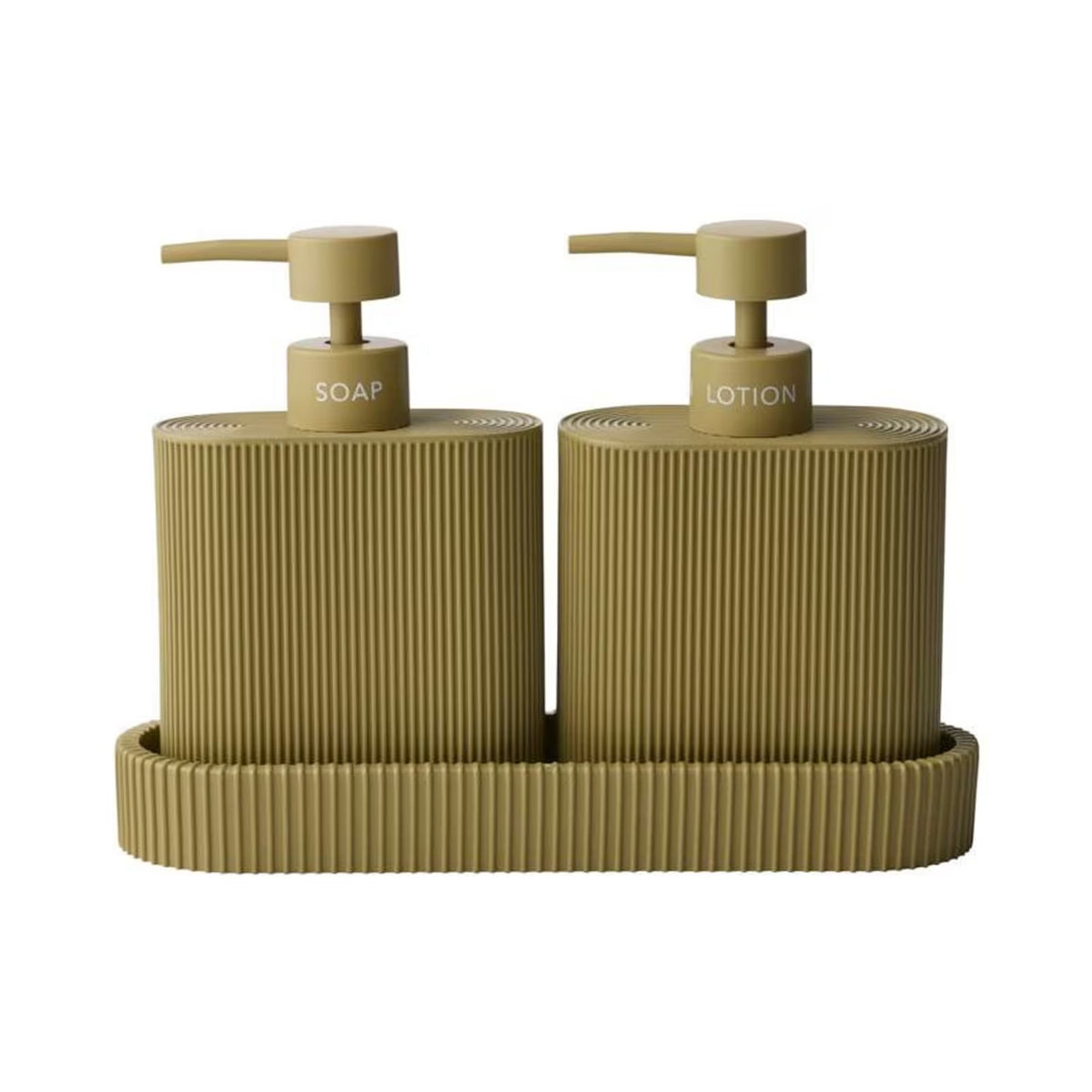 Soap & Lotion Sid Dispenser Set - Olive