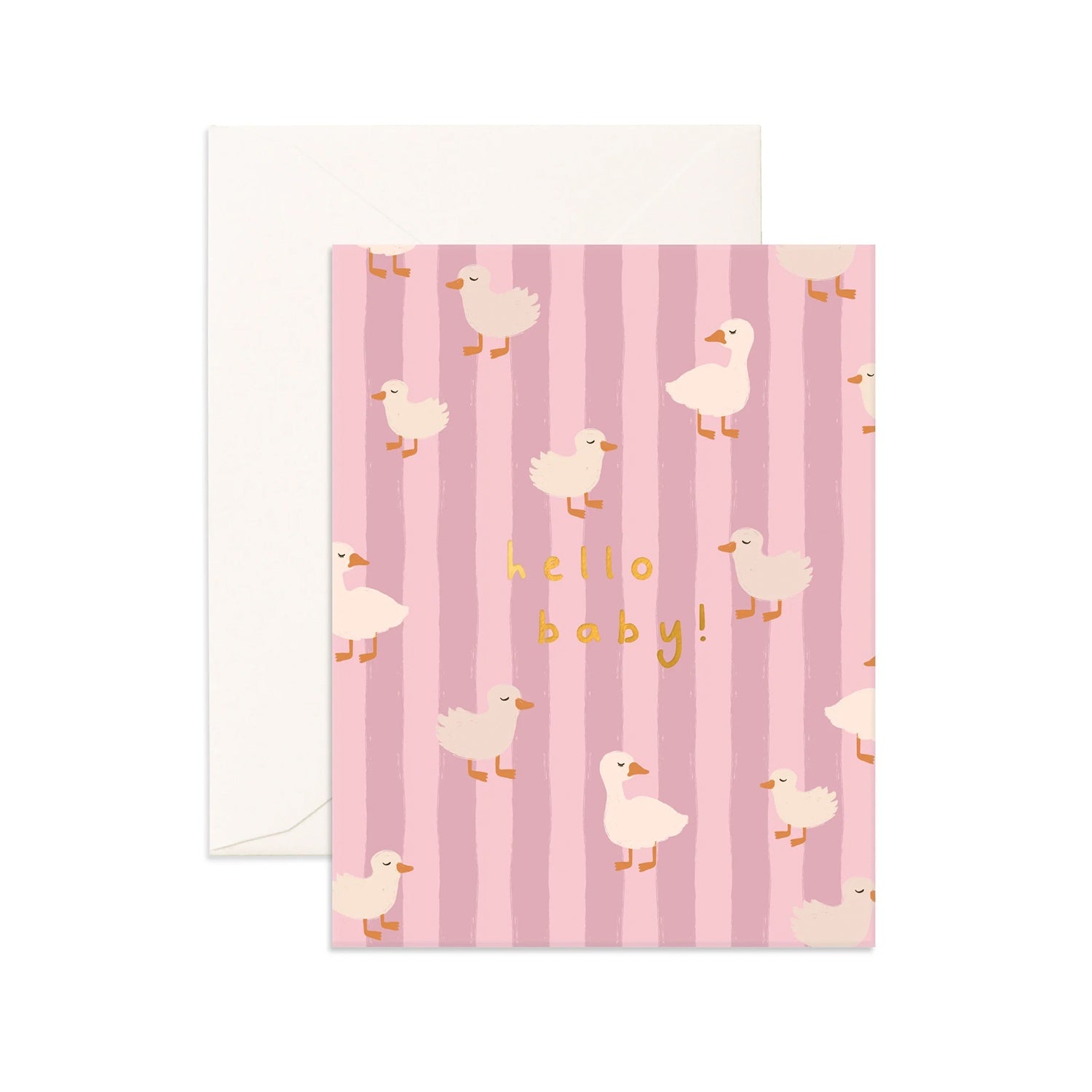 Card Hello Baby Ducks Pink
