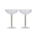 Coupe Glass - Swirl S/2 Green/White