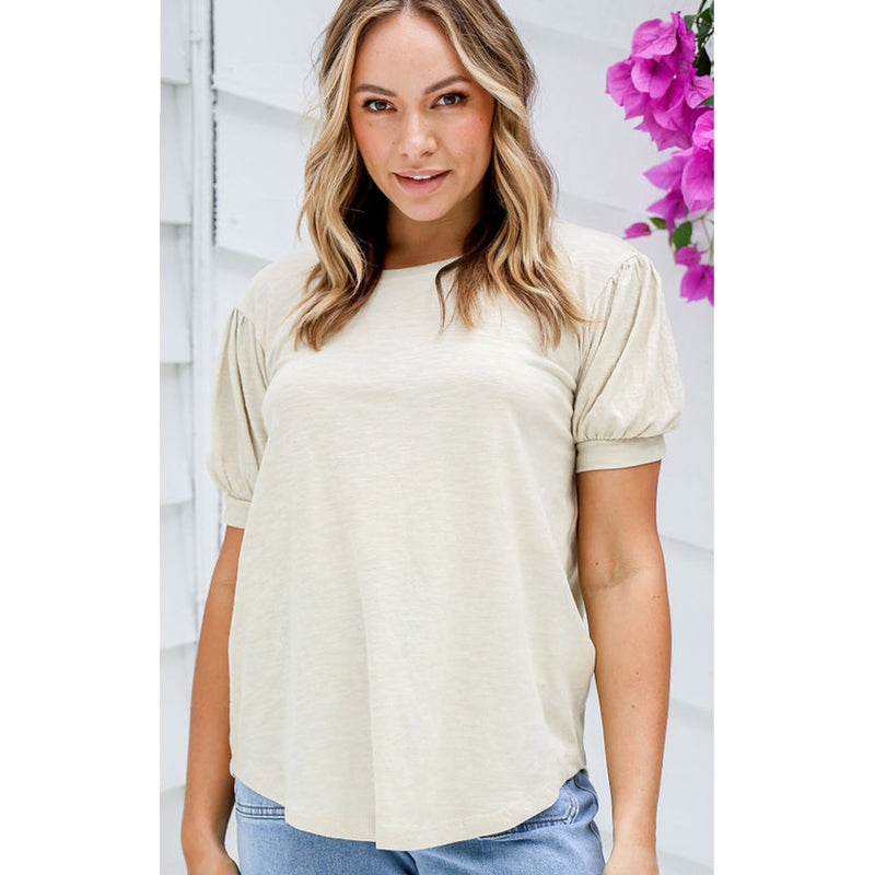 Puff Sleeve Tee - Oatmeal